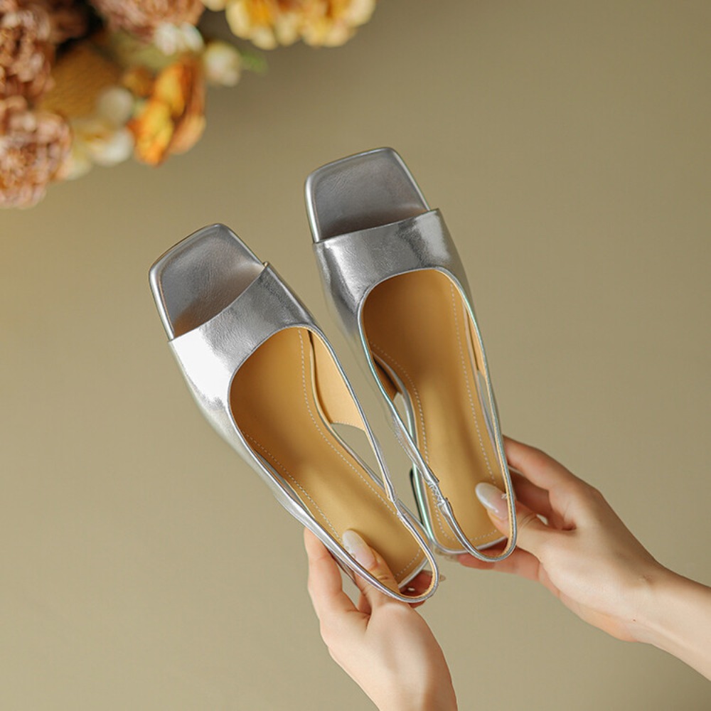 Mules de tacón bajo metálico c - Sandals reseña y precio